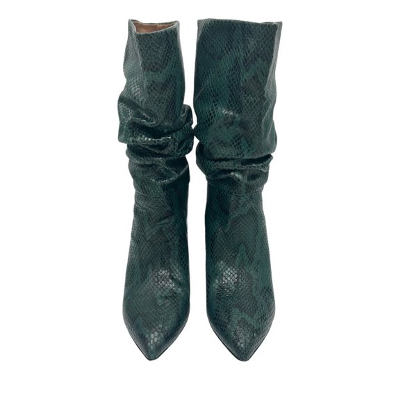 Paris Texas Slouch Snake Effect Python Embossed Heeled Boots - Picture 2 of 14